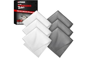 SPRINGER ZX7000 – Set med 6 glasögonrengöringsservetter 25 x 25 cm – 100 % luddfria mikrofiberrengöringsdukar – – ränder och repfria – dukar för glasögon, skärmar och linser (6 stycken)