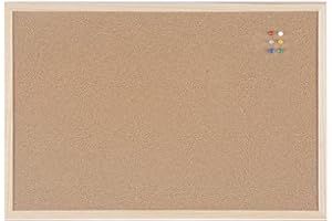 BoardsPlus Lavagna In Sughero, Bacheca In Sughero Autorigenerante Con Cornice In Legno Pino, 60 x 40 cm