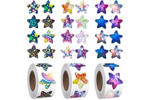 INVALIDISM 1500 Pcs Shiny Star Stickers, Self Adhesive Shiny Reward Stickers, 2.5 cm Motivational Holographic Star Stickers for Children Students Teachers Classroom