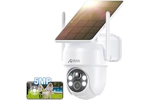 ANRAN 360° Security Camera Outdoor Wireless, 5MP Camera with Integrated Solar Panel, Battery Home Security Camera, Spotlight & Siren, 2-Way Audio, Color Night Vision, PIR Motion Detection, Q04 Max