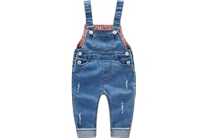 KIDSCOOL SPACE Peto vaquero azul para bebés y niños pequeños/niñas, overoles de jean