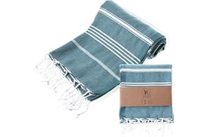 ‎YENGAS YENGAS Hamamtuch XXL, 95x175 cm, Großes Peshtemal Tuch, 100% Baumwolle, Oeko-TEX Zertifiziert, Badetuch für Spa, Sport, Reisen, Leicht & Platzsparend, Saunatuch, Strandtuch, Petrol