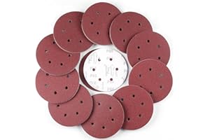 Sruhrak 100 Pcs Sanding Discs, 150mm Sanding Pads Set Hook and Loop 60 Grits Sandpaper for Random Orbital Sander