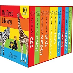 My First Library: Boxset of 10 Board Books for Kids (Pack 1) | Includes ABC, Numbers, Shapes, Colors, Wild Animals, Farm Anim