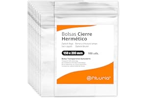 Bolsas con Cierre Hermético de Plástico Transparentes Ideales para Congelar Alimentos, Guarda Documentos, Bolsas Reutilizables y de Conservación - Ofituria (100 Bolsas, 150 x 200 mm)