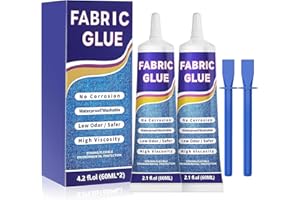 MAXRICUS 120ML Clothes Glue Strong Fabric Adhesives - Extra Strong Glue for fabric Material Upholstery Badge Textile Felt Leather Crafts Hemming Tape Carpet Patches -Waterproof Soft Clear(60ML*2)