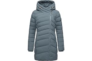 Ragwear Damen wasserdichter Regenmantel Wintermantel warm gefüttert Steppmantel lang mit Kapuze Teela XS-XXL