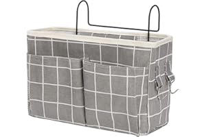 MengH-SHOP Bolsillo Organizador para Colgaren la Cama Gran Capacidad Bolsa de Almacenamiento con Gancho Colgar para Hogar Oficina Escuela Dormitorio Litera (Cuadrícula Gris)