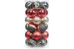 Sea Team Błyszczące wiszące bombki choinkowe w delikatnym kontrastowym kolorze z motywem malarskim, 60 mm, zestaw 30 szt., złote, czerwone i w kolorze jaspisu