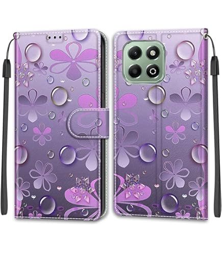 Auslbin Custodia Motorola Edge 40 - Cover In Pelle PU Con Fiore Vintage, 5 Slot Carte, Viola - Foto 7