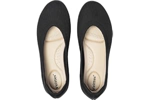 Veittes Women's Wide Width Flat Shoes - Dressy Knitted Comfortable Breathable Cute Slip-On Ballet Flats.