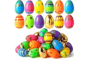 JOYIN 72 Pcs Plastic Easter Eggs, Printed Bright Fillable for Eggs Easter Egg Decorations, Easter Hunt, Classroom Prize Supplies, Filling Treats and Party Favor, Basket Stuffers Fillers