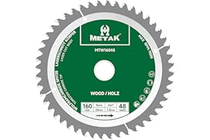 METAK HM - Lama per sega circolare 160 x 20 mm, 48 denti per legno, compatibile con Metabo, Bosch e molte altre marche, lama per sega da 160 mm, tagli precisi in materiali in legno