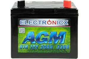 Electronicx lawn tractor battery 12V 30Ah AGM battery for lawn mower battery 30 Ah ride-on mower lawn mower tractor plus right U1R 330A lawn tractors