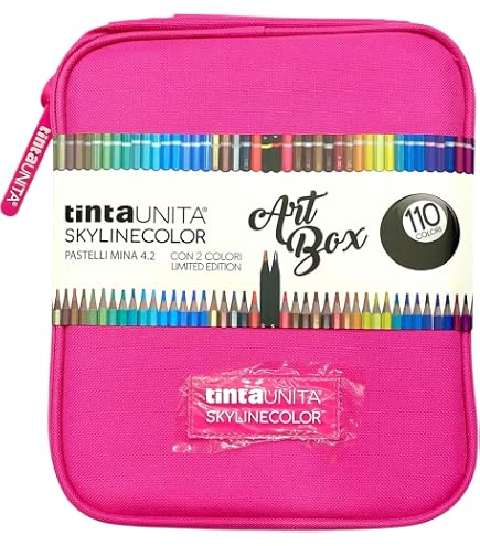 Scatola Arte Skylinecolor Tinta Unita Con 110 Pastelli A Mina 4.0, Inclusi 2 Limited Edition - Astuccio Imbottito Con Maniglia E Tasca