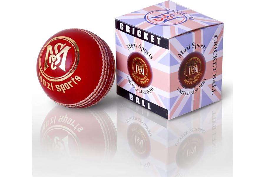 Mozi Sports® Leather Cricket Ball Senior Hand Stitched Match Quality Balls Weight 5.50oz