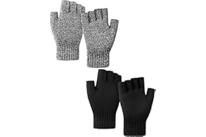 VZV 2 Paar fingerlose Strick-Handschuhe für Damen & Herren, warme Winterausführung
