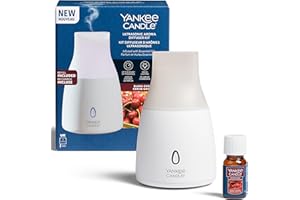 Yankee Candle Kit Diffusore di fragranza ad ultrasuoni | Olio per diffusore all'aroma Black Cherry | LED che cambia colore | Timer per spegnimento automatico | Funzionamento silenzioso | Spina UE
