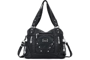 Angel Barcelo Hobo Fashion Handbags Women Spacious Shoulder Bags Washed Leather Shoulder Bag