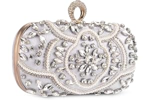 UBORSE Pochette Sac de soirée femme Elégante Luxe Portefeuille Petit Sac de Mariage Party Bal avec Chaîne Détachable Sacs en Strass