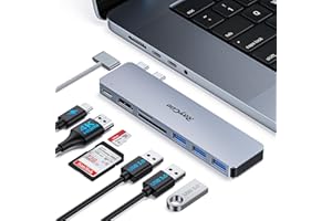 USB-C-Adapter HDMI-Hub für MacBook Pro/Air M1 M2 2023 2022 2021 13" 15" 16", RayCue USB-C zu HDMI Mac Zubehör Multiport Dongle mit 4K HDMI, Thunderbolt 3, 3X USB A 3.0 Ports, SD- und TF-Karte Leser