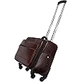HYATT Leather Accessories 55Cm Leather Hard-Sided Spinner Laptop Suitcase Bag With 4 Wheels (Brown, 46 Liters)