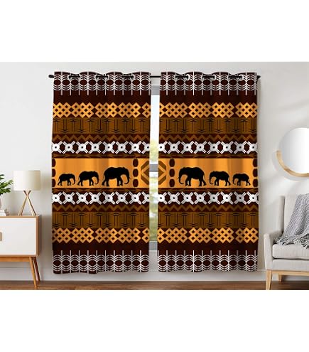 Pechiwuo Verdunkelungsvorhänge 2er Set – 3D Afrika Design, Blackout, 110x215 Cm Je Stück