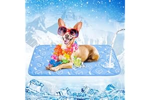 Ulepszona mata chłodząca dla średnich psów Rywell 50 x 76 cm, pogrubiona, samozagładzająca się podkładka dla zwierząt domowych z Arc-Chill Q-Max > 0,5, wodoodporna, zmywalna, antypoślizgowa, letnia