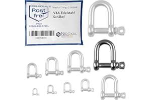 NietFullThings 10 Stueck 16-mm Edelstahl Rund-Scheakel aus V4A Kurze gerade robuste Form Bruchlast 10.000 kg Schäkel 16x56-mm