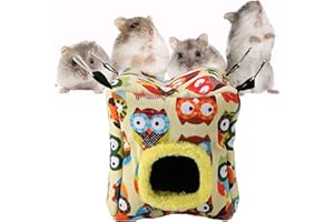 BORDSTRACT Hanging Velvet Bird Nest House, Cozy Hammock Shed Hut for Parrots, Sleeping Hut & Hideaway Cave Bed Toy for Parakeet, Cockatiel, Conure(XL-Owl)