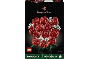 LEGO Botanicals Bukiet róż 10328 | Sztuczne kwiaty, dekoracja do domu, pomysł na prezent dla kobiet lub mężczyzn, zestaw klocków konstrukcyjnych, 822 elementy