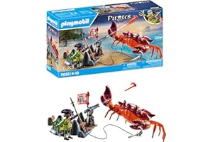 Playmobil 71532 Pirates: Battle with the Giant Crab, fantasy pirate world, fun imaginative role-play, playsets suitable for children ages 4+