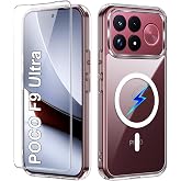 Heioloo Magnetic Case for Poco F9 Ultra | 1 Piece Tempered Glass Compatible with MagSafe, Military Grade Protection, Shock Re