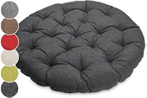Sunnypillow Coussin pour Fauteuil Papasan - Rond diamètre 120 cm épaisseur 15 cm - Résistant aux UV, imperméable, extérieur/intérieur - Coussin de Sol pour Meubles de Jardin - Anthracite