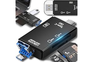 ‎RETOO Retoo Czytnik kart USB Adapter Micro SDXC, SDHC, czytnik kart Highspeed OTG, USB 3.0/USB C, kompatybilny z Windows, Mac, Android, adapter kart pamięci, karty TF i UHS-I, Czarny