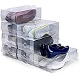 Kurtzy Shoe Storage Boxes (10 Pack) - Stackable Storage Boxes for Shoe/Trainer Storage - Plastic Shoe Organiser Box Set for Men/Women - Travel Shoe Boxes - Clear