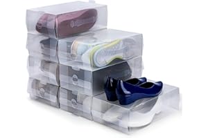 Kurtzy Scatola portascarpe in plastica trasparente (set di 10) – Portascarpe per donne, uomini e bambini, pieghevoli, ondulate e impilabili per riporre e viaggiare