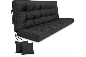 POKAR Hammockdyna 150 cm | Trädgårdsdyna Utomhus | Antracit | 3 delar, sits och rygg i ett stycke, 2 prydnadsdynor 40x40 cm