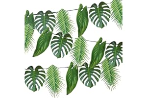 ‎TALKING TABLES Talking Tables Palmblätter Girlande Grün | Tropischer Kindergeburtstag Dschungel, Hawaii Gartenparty Sommerparty Deko - 2,6 m |Wiederverwendbare Sommer, Luau, Dschungel Geburtstag Dekoration | Papier