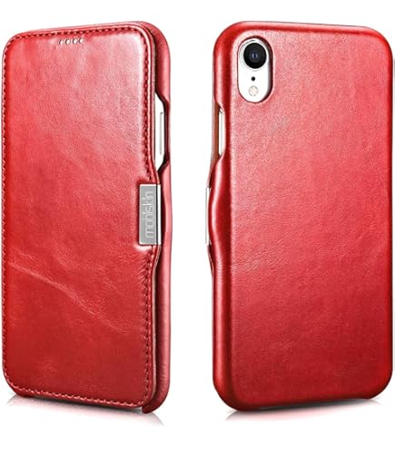 Selencia Echt Lederen Bookcase voor iPhone Xr - Rood