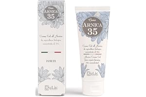 DULÀC FARMACEUTICI 1982 Arnica 35, Crema Gel Estratti BIO 35%, Arnica per Cavalli Uso Umano, 75 ml, Crema Corpo Rinfrescante con Menta Piperita ed Eucalipto, Massaggio Pelle di Muscoli e Articolazioni, Made in Italy