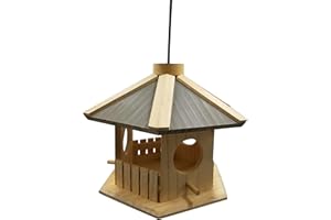 Dehner Natura Premium Wildvogel Futterhaus Dakota, Futterstation für Wildvögel, Vogelhaus wetterfest/hängend, inkl. Aufhängevorrichtung, ca. 30 x 26 x 22 cm, aus FSC-zertifiziertem Kiefernholz