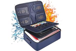 DOCSAFE Fireproof Document Box 36x27x10cm 3-Layer Document Safe Bag File Storage Box with Lock Waterproof Ziper Portable Organizer Bag for Important Document Certificates,Passport,Cards,Office,Home,Travel