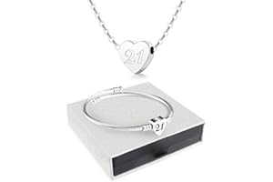 TUZELIYA Birthday Gift for Women Girls - Silver Heart Pendant Necklaces Lucky Number Bracelets Lady Birthday Graduation Thanksgiving Day Christmas Jewellery Gifts for Her
