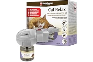 Veddelholzer Relax Cat Pheromone Katzen Diffusor Set bestehend aus Verdampfer + 45ml Flakon Beruhigungsmittel für Katzen Entspannungs & Anti Stress Mittel für Katzen urinieren verhindern gegen kratzen