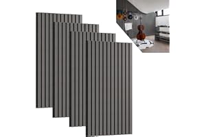 ACXIN Set med 4 akustiska paneler, trä, 3D-träpaneler, vägg, ek i äkta träfaner på akustisk filt, 120 x 60 cm, lamellvägg, vä