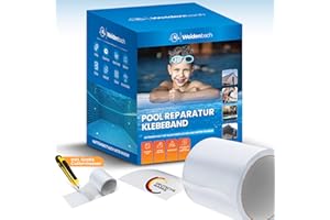 Weidenbach Pool Reparaturset - starkes und wasserdichtes unterwasser Klebeband - langlebiger Unterwasserkleber - Flickzeug für alle Pooloberflächen (Transparent, 7,5 cm x 100 cm)
