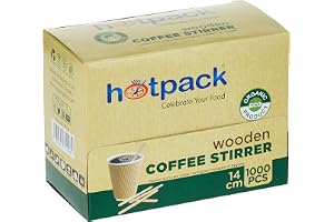Hotpack Disposable Wooden Coffee Stirrer 14cm- 1000Pcs