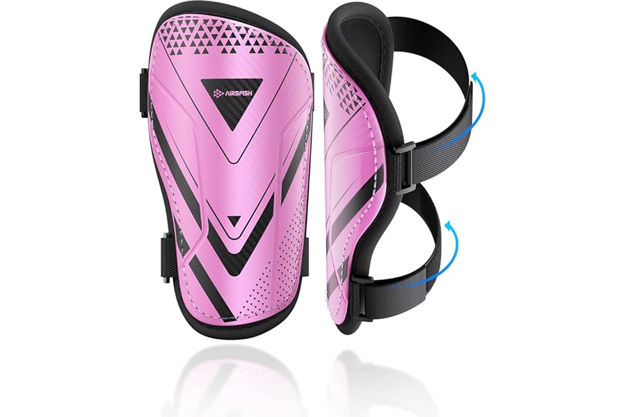 AirsFish Shin Pads Boys CE Certified Kids Football Shin Guards Breathable Non Slip Extended Adjustable Straps Lightweight Soccer Shin Pads for Boys Girls Teens Leg Calf Protective