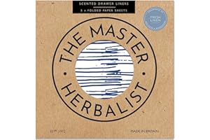 The Master Herbalist Fragrant Scented DRAWER LINERS (FOLDED) | Pack of 5 Sheets | Contains Essential Oils | Made in the UK (Fresh Linen (Japanese Pen in INK BLUE), Folded)